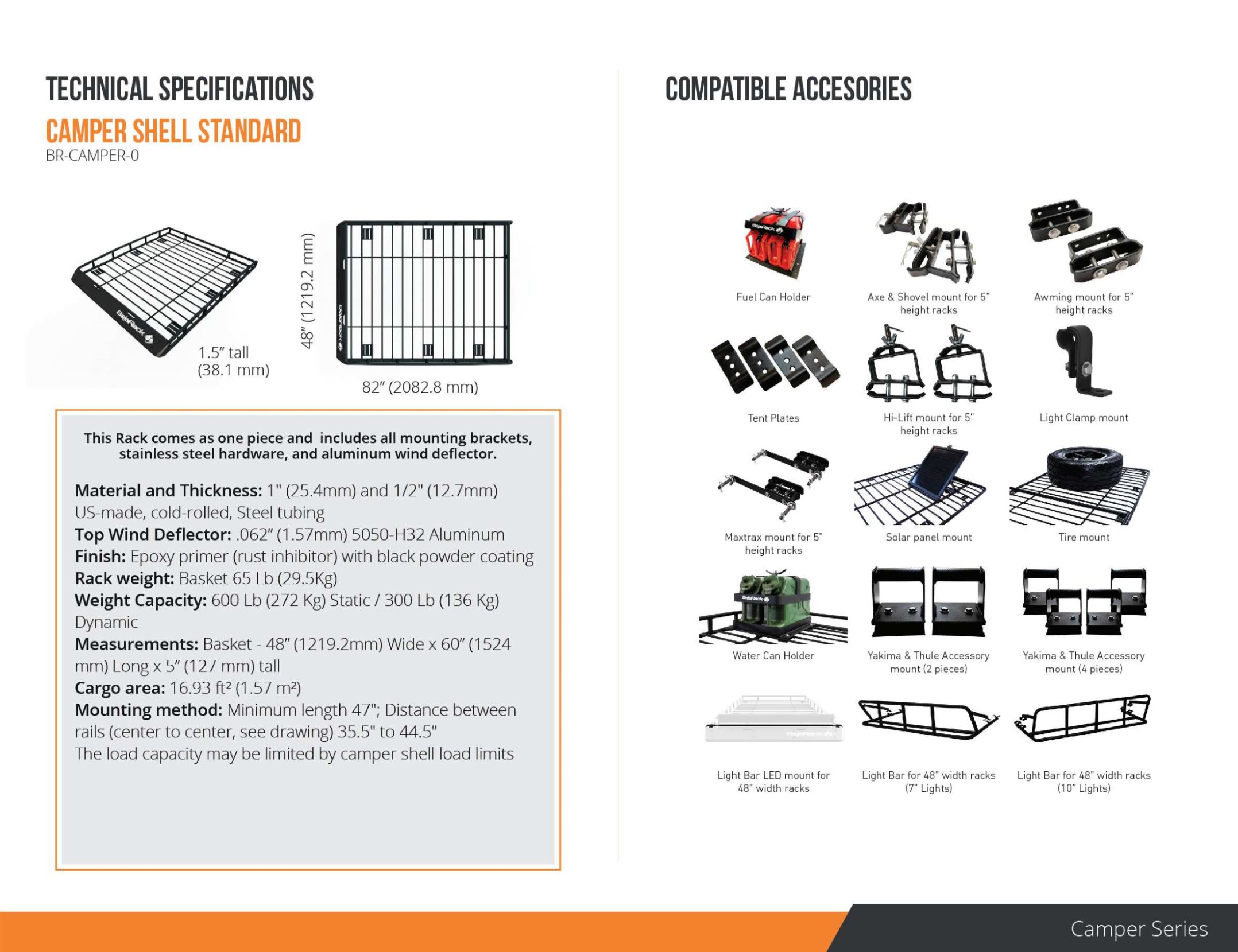 BajaRack Standard Camper Shell BRCAMPER0 Driver Mods