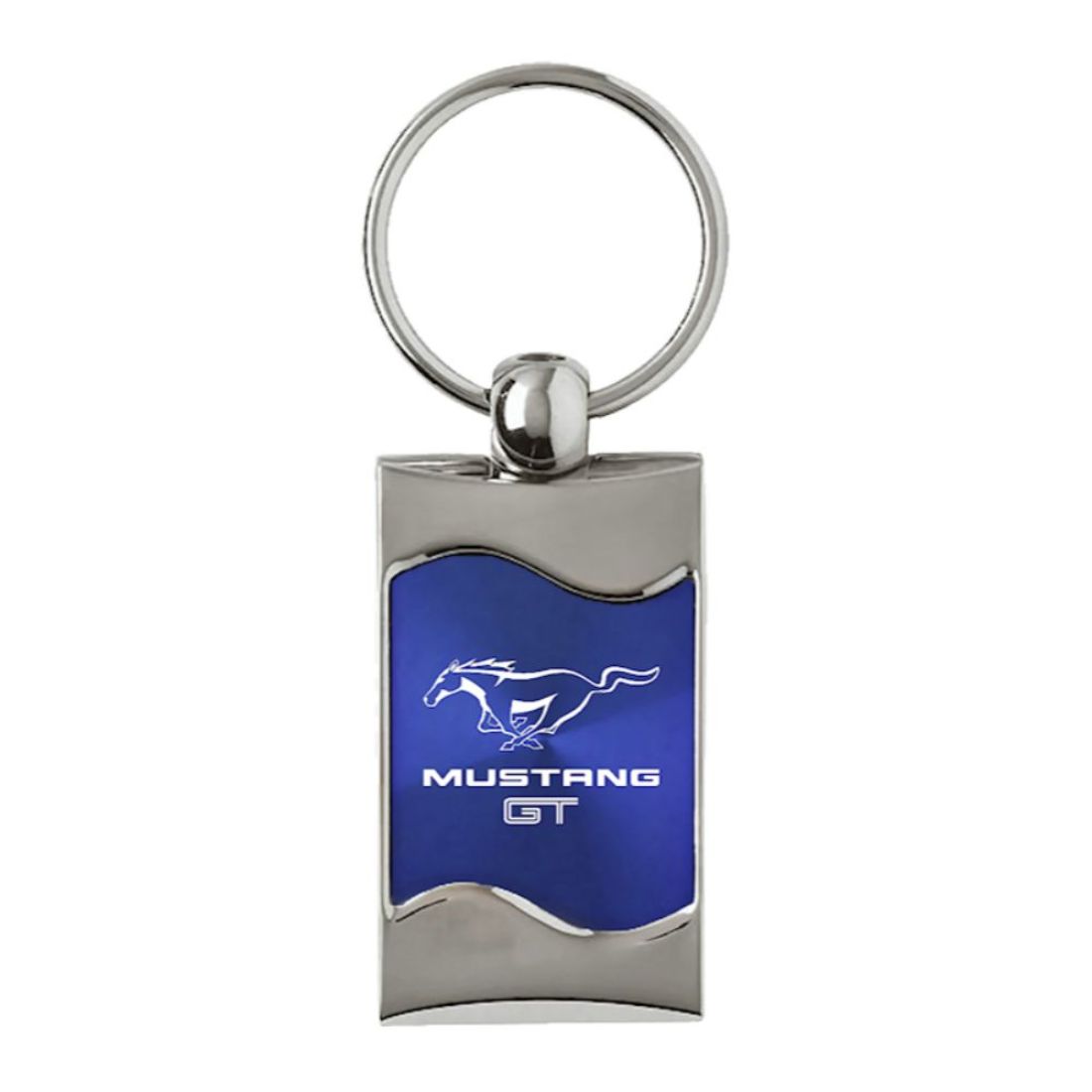 Ford Mustang Logo Blue Aluminum Oval Key Chain INC Au-Tomotive Gold