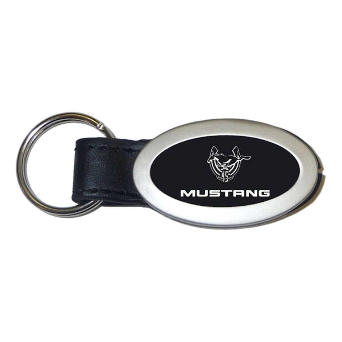 Ford Mustang 45th Anniversary Black Leather Key Chain Automotive Gold