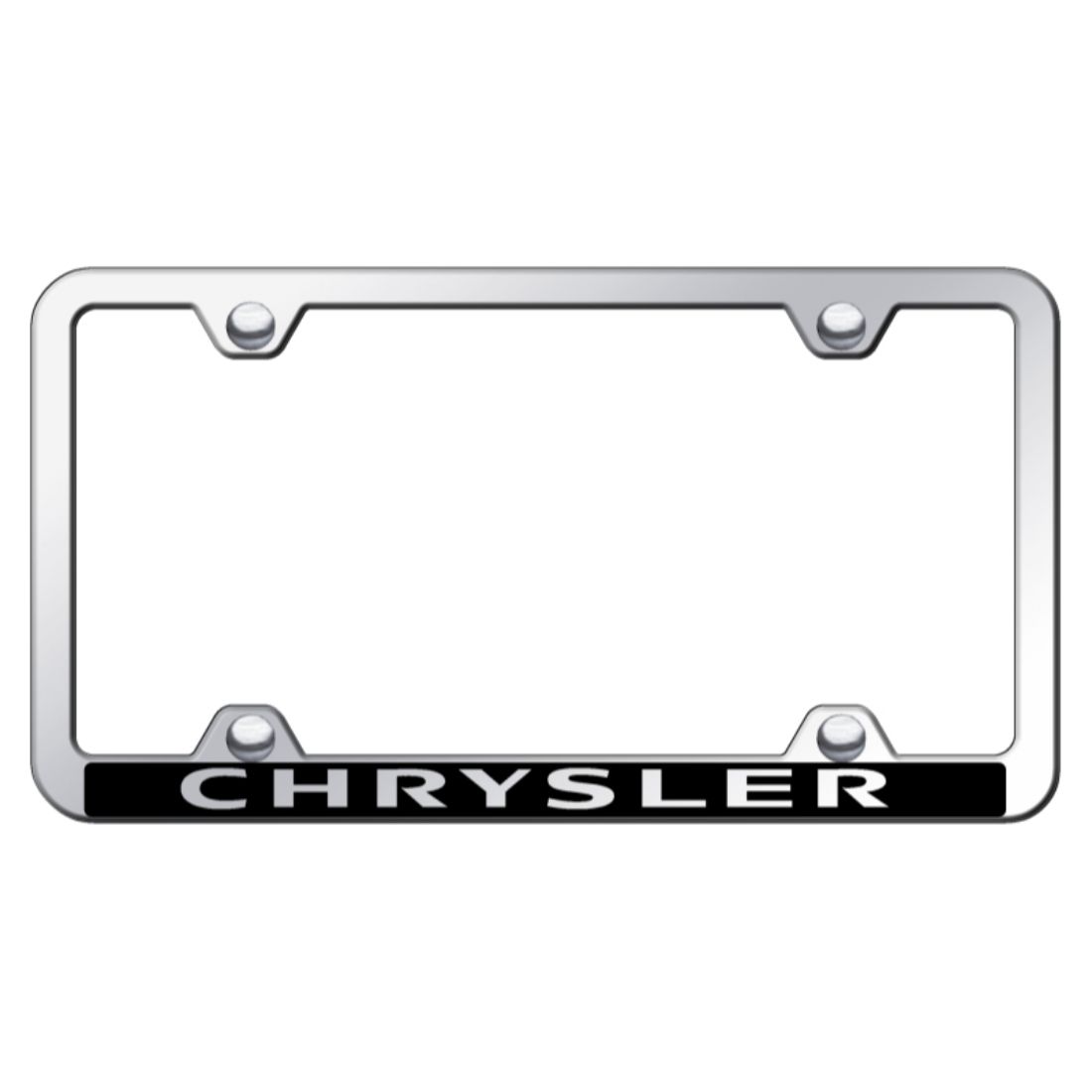 Chrysler Chrome and Black Plastic License Plate Frame PFW.CHR.EC
