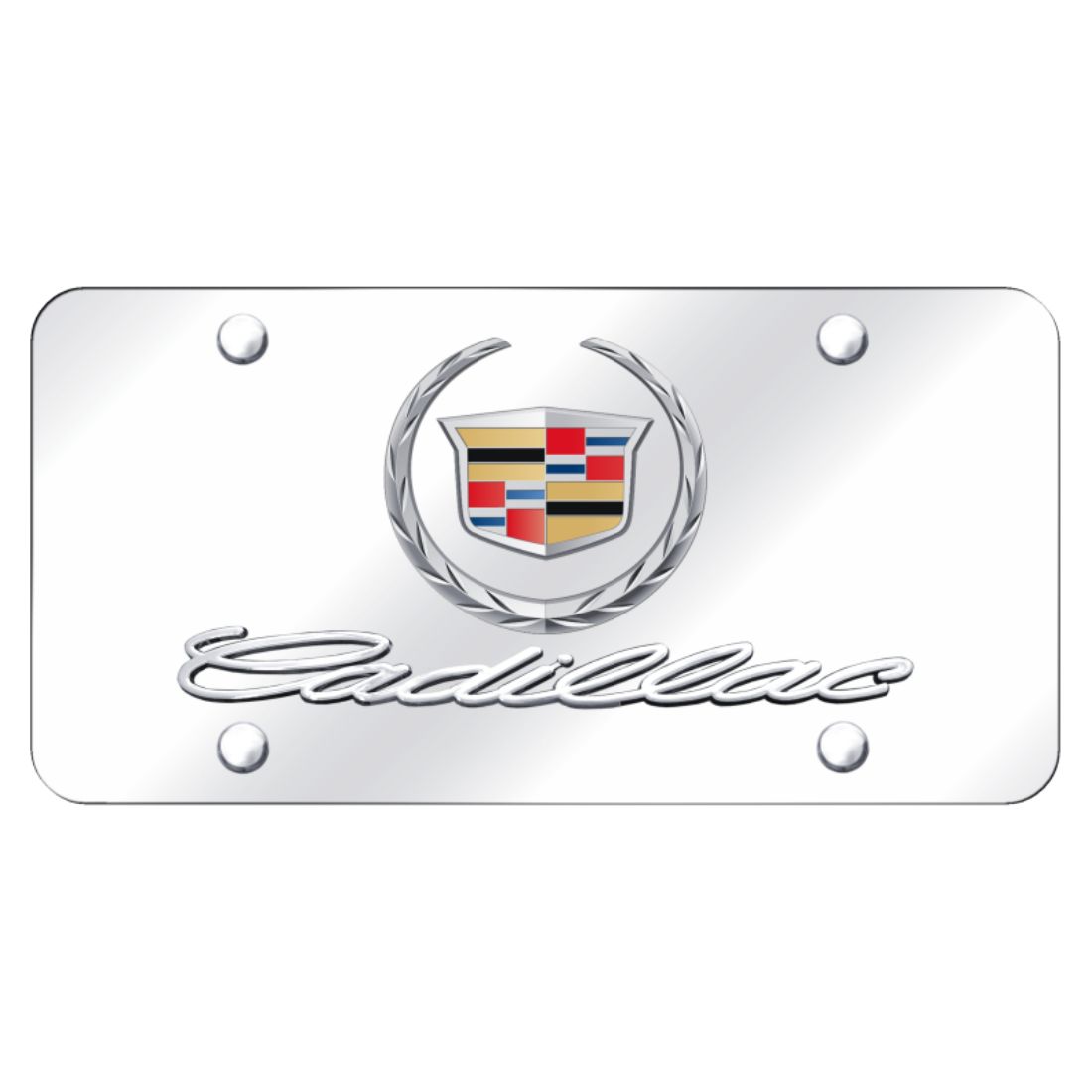 Cadillac Crest Logo Chrome Stainless Steel 50 States License Plate Frame