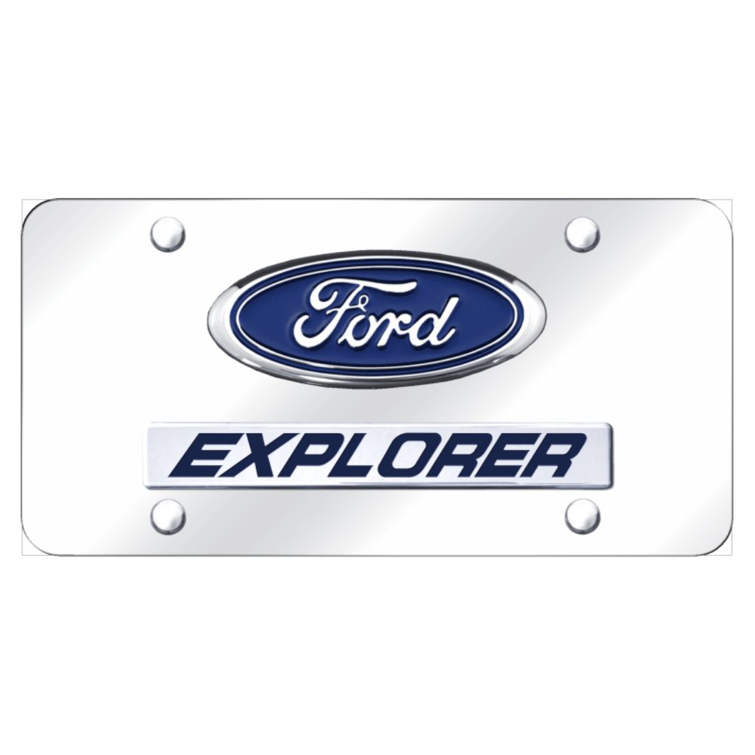 Ford Platinum Mirror Polished 3D Finish Logo Stainless Steel License Plate
