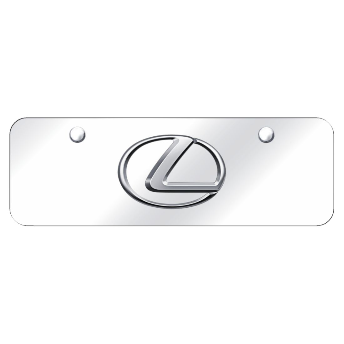 3D Polished Chrome Logo on Gloss Black Lexus License Plate OEM