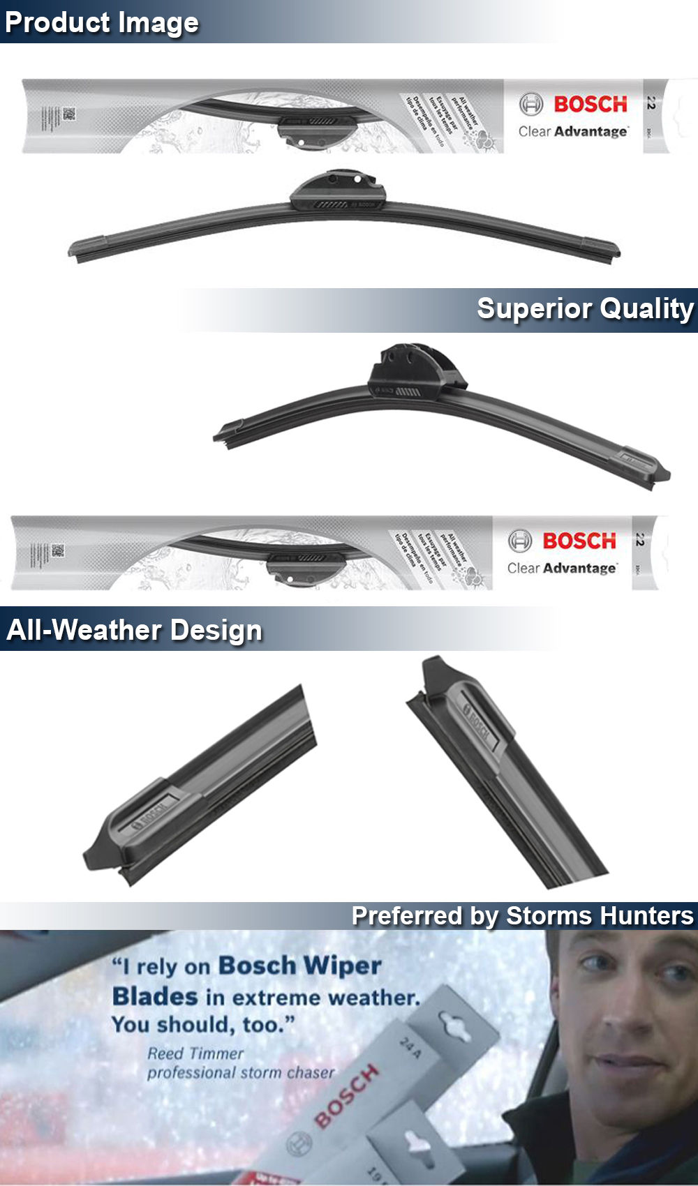 Bosch Clear Advantage 18 Windshield Wiper Blade For Tesla 2012