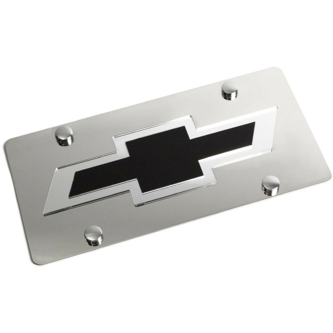 Chevy Silver Bowtie Stainless Steel License Plate