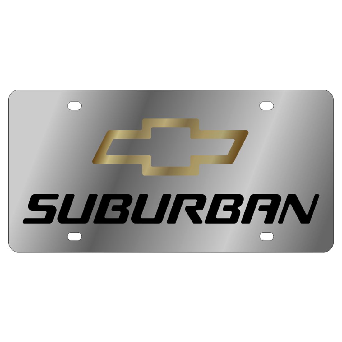 Chevrolet Suburban Mirror Polish 3D Finish Logo Stainless Steel License Plate